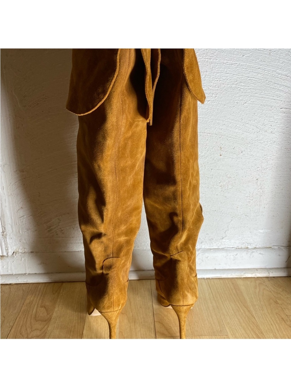 House of Harlow 1960 Suede Over-the-Knee Boots in Mustard - Picture 4 of 6